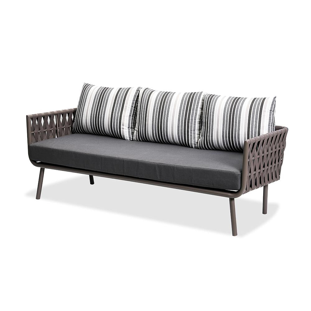 4 Pieces Rope Woven Outdoor Conversation Set with Aluminum Frame and Glass-top Table