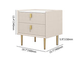 Modern 2 Drawers PU Leather Bedside Table Nightstand with Gold Metal Legs