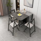 59" Modern Gray Rectangle Folding Dining Table Set with Chair 5 Pieces