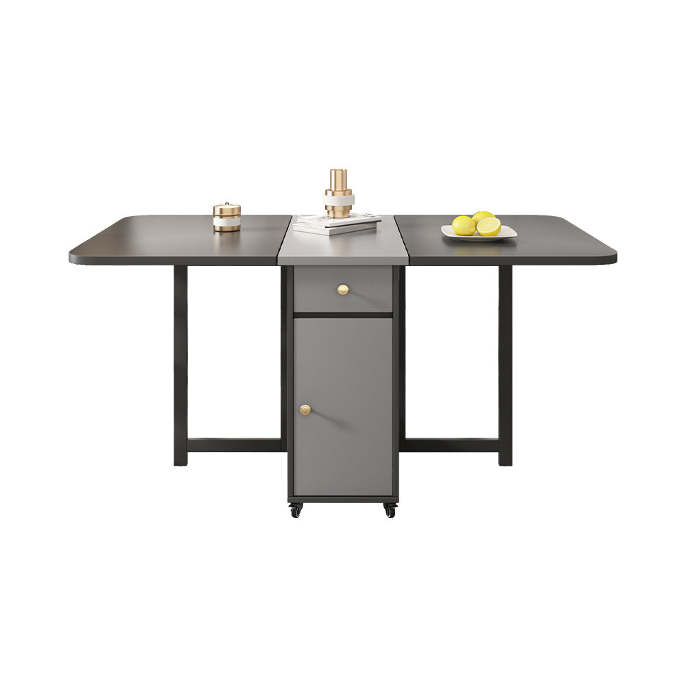 59" Modern Gray Rectangle Folding Dining Table Set with Chair 5 Pieces