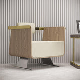 Black Modern Accent Chair Upholstered Cotton & Linen Accent Chair