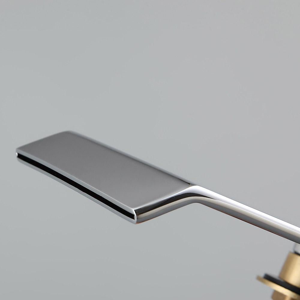 Moda Matte Black Waterfall Widespread Bathroom Sink Faucet Square Double Handle