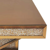 Modern Glam Mirrored Glass Coffee Table with Glitter Accents-Coffee Tables,Furniture,Living Room Furniture