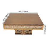 Modern Glam Mirrored Glass Coffee Table with Glitter Accents-Coffee Tables,Furniture,Living Room Furniture