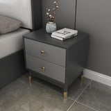 Modern Nightstand with 2 Drawers in Gray with Metal Legs