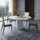 Modern White Leather & Blue Velvet Upholstered Dining Chair Side Chair