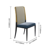Modern White Leather & Blue Velvet Upholstered Dining Chair Side Chair