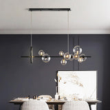 Modern Minimalist 10-Light Glass Globe Shade Kitchen Island Light in Black