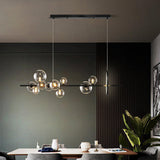 Modern Minimalist 10-Light Glass Globe Shade Kitchen Island Light in Black