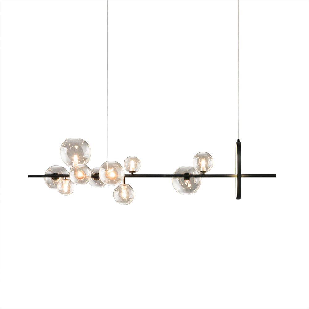 Modern Minimalist 10-Light Glass Globe Shade Kitchen Island Light in Black