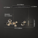 Modern Minimalist 10-Light Glass Globe Shade Kitchen Island Light in Black