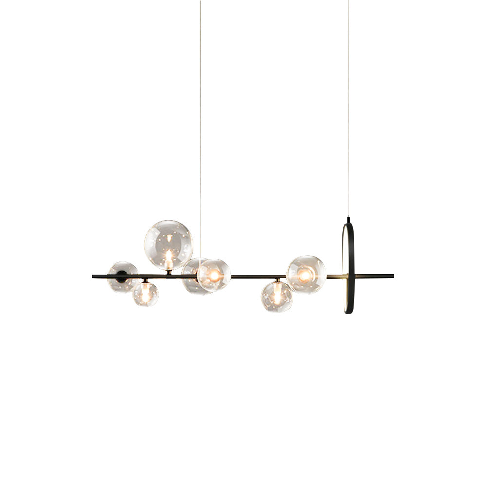 Modern Minimalist 10-Light Glass Globe Shade Kitchen Island Light in Black