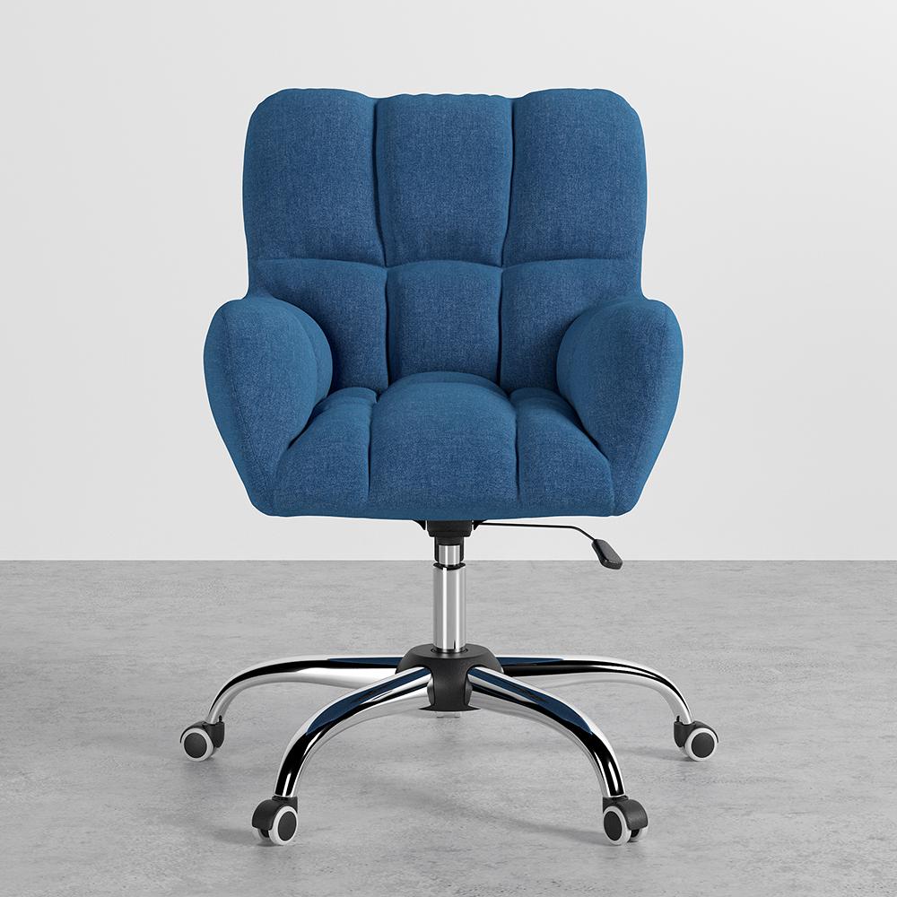 Modern Office Chair Upholstered Cotton & Linen Swivel Task Chair Height Adjustable