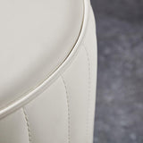 Modern White Round PU Leather Upholstered Backless Vanity Stool