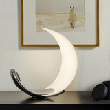 White Half-Moon Table Lamp Dimmable Metal Desk Lamp