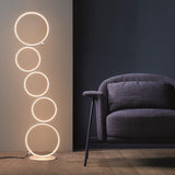 Black LED Floor Lamp 5-Ring Novelty Dimmable Standing Lamp