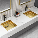 Gold Luxury Stainless Steel Rectangular Sink Undermount Bathroom Wash Sink