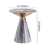 Gray & Gold Hourglass-Shape End Table with Stone Top & Stainless Steel Base-Richsoul-End & Side Tables,Furniture,Living Room Furniture