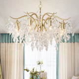 Modern 9-Light Crystal Tiered Chandelier in Champagne Gold