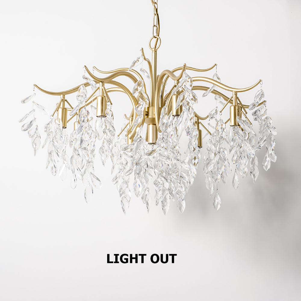 Modern 9-Light Crystal Tiered Chandelier in Champagne Gold