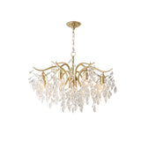 Modern 9-Light Crystal Tiered Chandelier in Champagne Gold