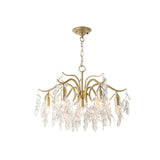 Modern 9-Light Crystal Tiered Chandelier in Champagne Gold