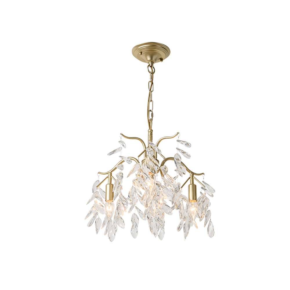 Modern 9-Light Crystal Tiered Chandelier in Champagne Gold