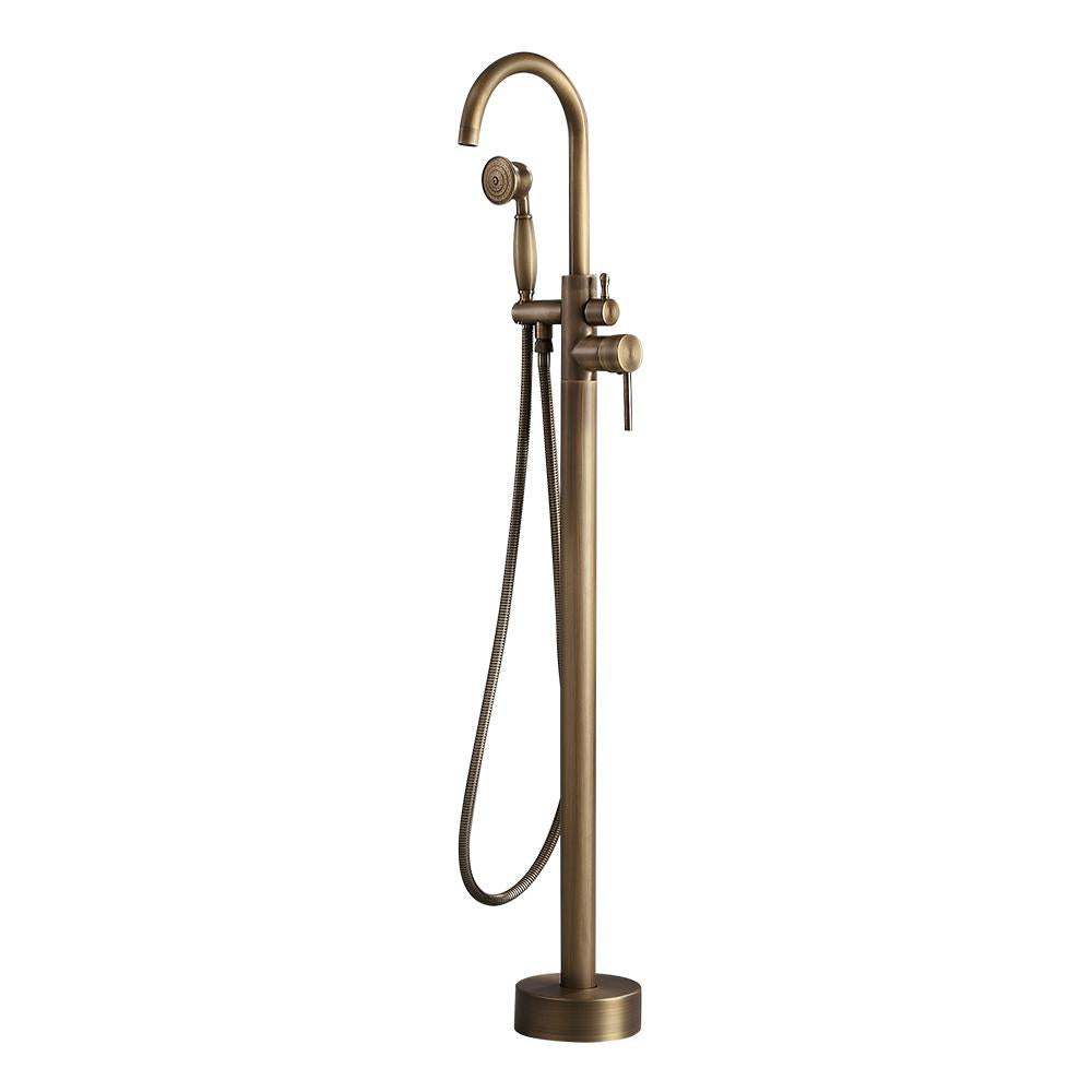 Classic Single Handle Swirling Spout Freestanding Tub Faucet with Handshower