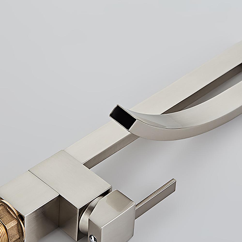 Single Handle Single Hole Bathroom Sink Faucet with Waterfall Spout in Chrome Brass