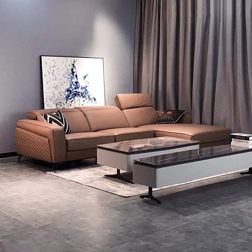 L-shaped Sectional Sofa with Chaise & Electric Recliner Faux Leather Theater Seating-Furniture,Living Room Furniture,Sectionals
