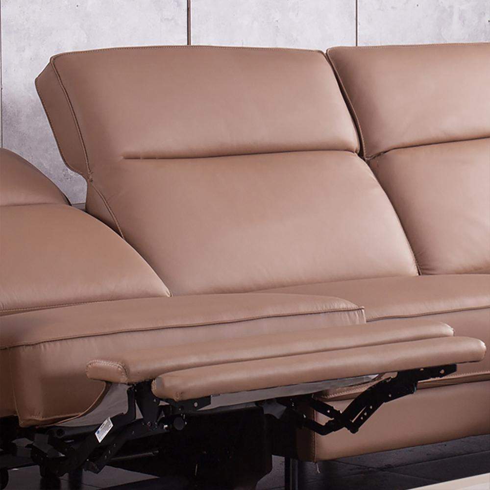 L-shaped Sectional Sofa with Chaise & Electric Recliner Faux Leather Theater Seating-Furniture,Living Room Furniture,Sectionals