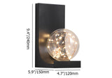 Modern Black LED Flush Mount Wall Sconce with Glass Globe Shade