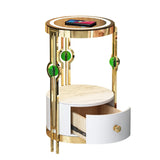End Table Floor Lamp LED Nightstand with Drawer, Wireless Charger & USB Port