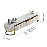 Epaule Modern Oval 71" TV Stand Faux Marble Top Media Stand with 3 Drawers in White