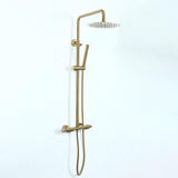 10" Modern Luxury Exposed Shower Fixture Thermostatic Rainfall Shower Head Brushed Gold