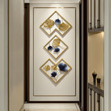 3 Pieces Ginkgo Leaves Wall Decor in Metal with Geometric Frame
