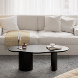 47" Modern Funky Wood Coffee Table Abstract Cloud Shaped in White