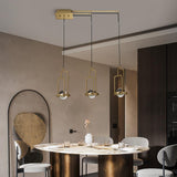 5-Light Kitchen Island light Crystal Linear Pendant Light in Gold