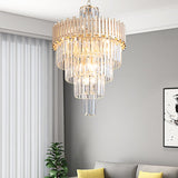 Modern Tapered Tiered Crystal Chandelier 12-Light in Gold
