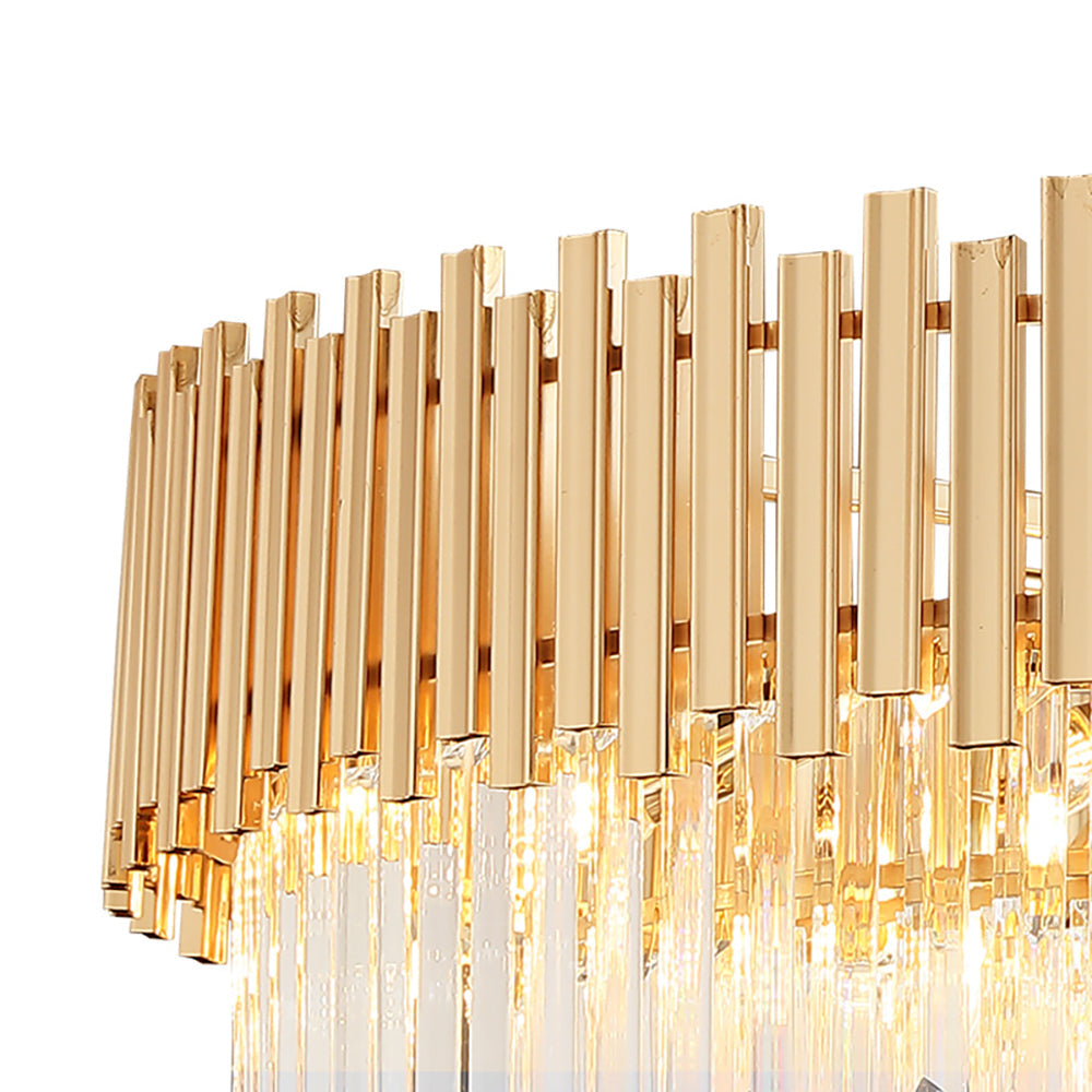 Modern Tapered Tiered Crystal Chandelier 12-Light in Gold