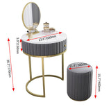 Modern Makeup Vanity Set Velvet Upholstered Small Dressing Table Mirror&Stool Included