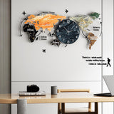 Modern Large World Map Wall Clock Home Decor Art