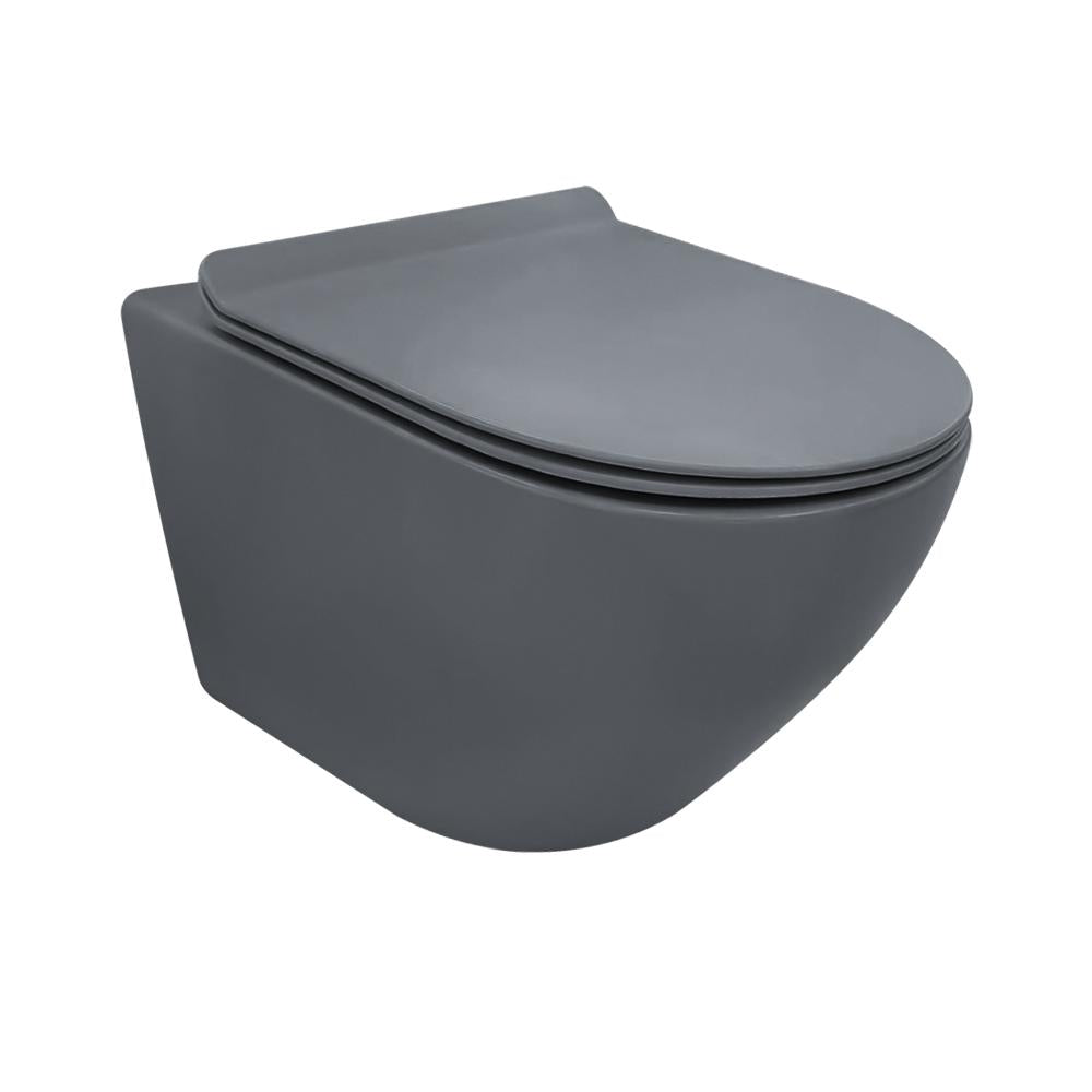 Modern Blue One-Piece Round Wall Mounted Toilet Ceramic Simplism