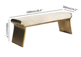 Beige Modern Stainless Steel Bench Leath-Aire Upholstered Ottoman