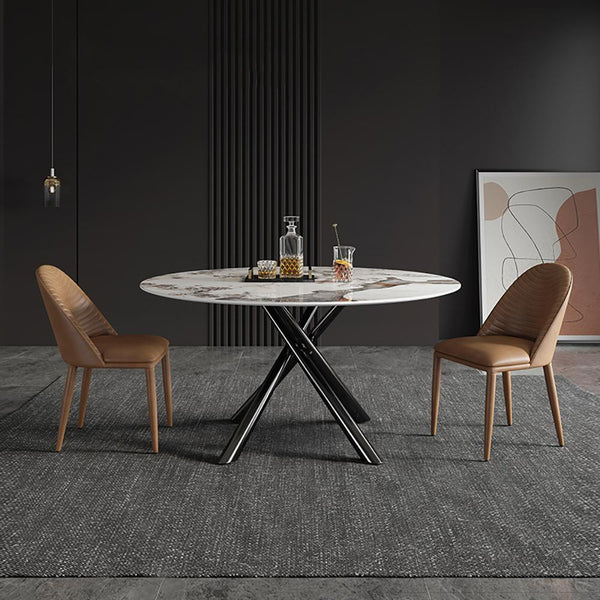 53" Modern Round Dining Table Faux Marble Tabletop for 6 Person-Wehomz ...