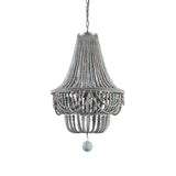 Kesarre Retro Wood Beaded Chandelier Empire Ceiling Light in Gray & Blue