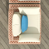 43.3" Wide Traditional Aluminum & Rattan Outdoor Patio Sofa with Cushion White & Orange