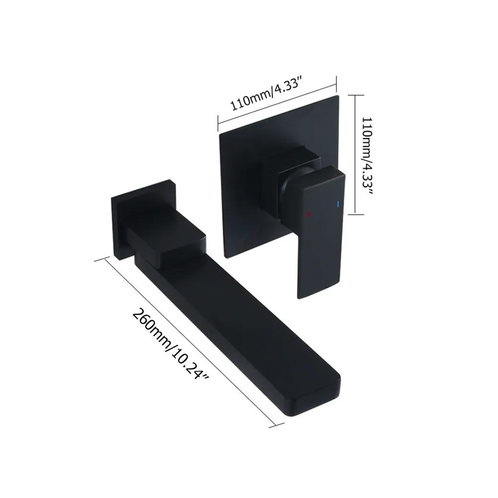 Wall Mount Matte Black Single Handle Bathroom Sink Faucet Solid Brass