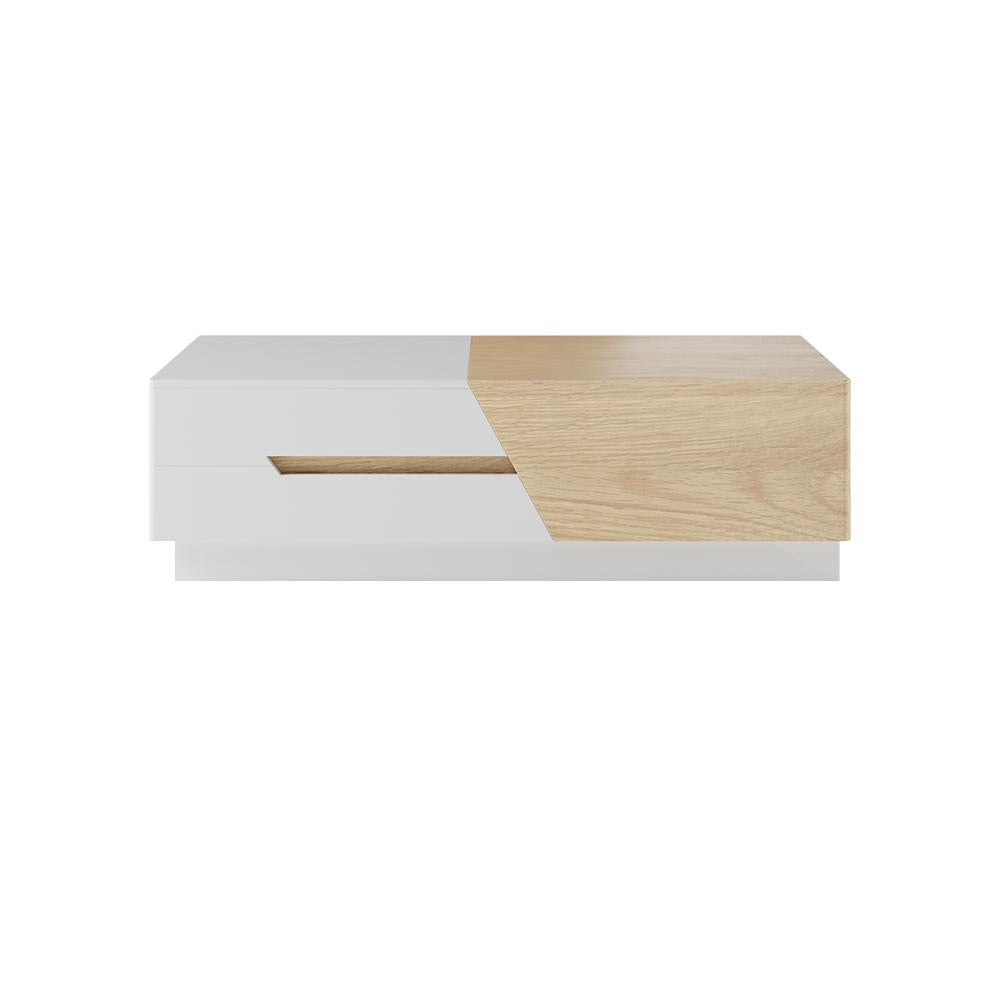 Pinkle 82'' Modern Wood Extendable Sliding Top Coffee Table with Storage in White Walnut