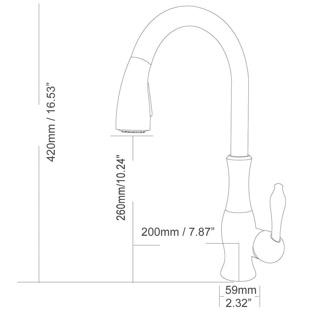 Tracier Gooseneck Single Handle Kitchen Faucet with Pull Out Spray